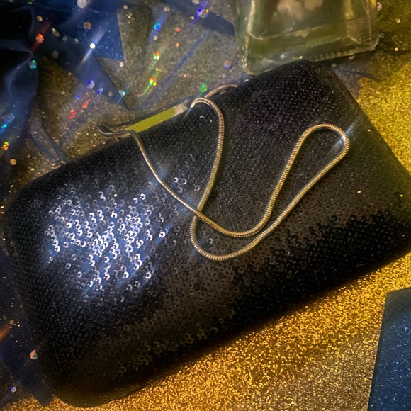 J.CREW GORG BLACK SEQUIN GOLD SHOULDER PARTY ELEGANT CLutch LUX RARE CLASSY EUC - Picture 11 of 12